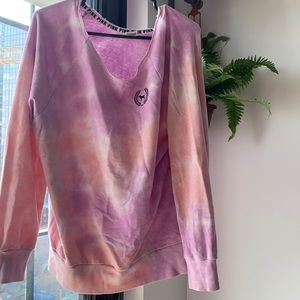 PINK oversized tye dye sweater in small.